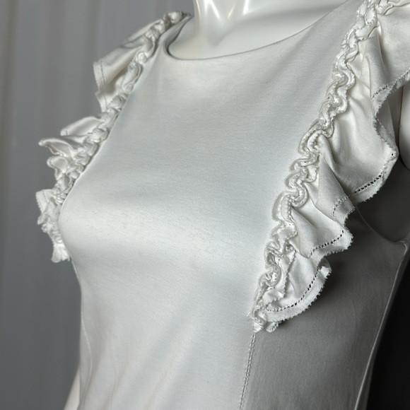 RED VALENTINO White Ruffle Sleeveless Cotton Dress Sz S - Picture 2 of 7